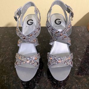 Women’s snake skin jeweled platform sky high heels